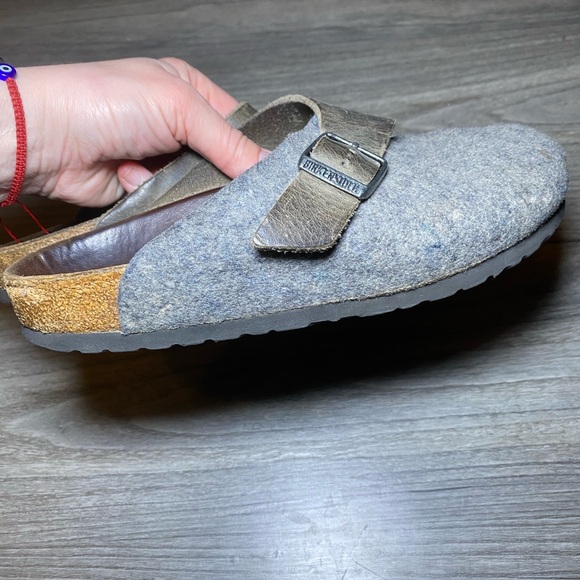 VGUC BIRKENSTOCK Basel 38 Wool Clogs w/ Leather Strap and Buckle - Picture 5 of 12